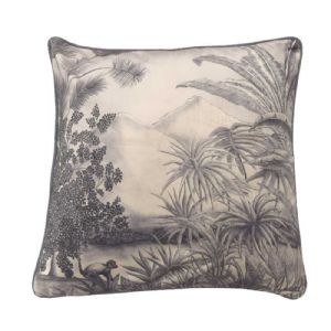 Coussin intérieur velours noir et blanc jungle